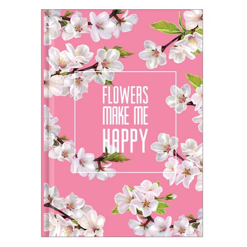 Тетрадь &quot;Happy flower&quot; розовый, 140х200 мм/128 л. книжный переп, клетка