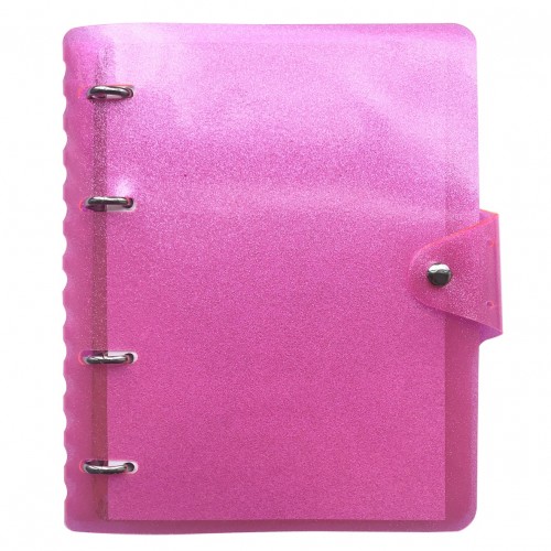Тетрадь &quot;Tinsel&quot;, розовый пластик, 173х212 мм, 120 л., клетка, кольцевой механизм